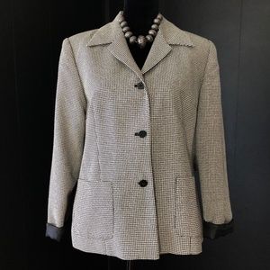 3-Button Blazer Black White Size 12